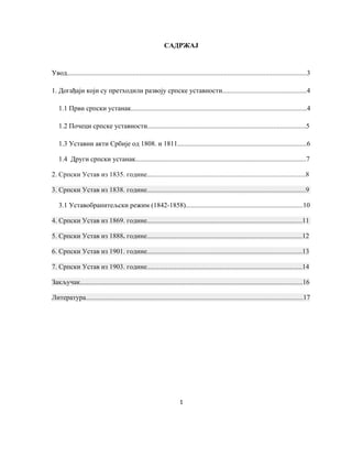 Srpski Ustav i razvoj ustavnosti od 1835. do 1918.