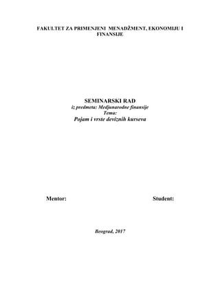 Pojam i vrste deviznih kurseva