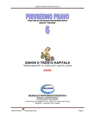 Rezime Zakona o tržištu kapitala 2011