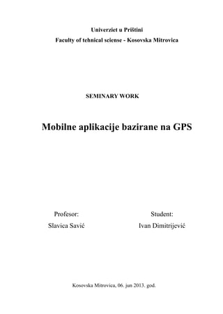 Mobilne aplikacije bazirane na GPS
