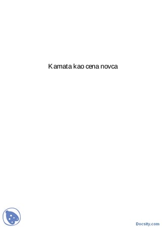 Kamata kao cena novca: analiza tržišnih mehanizama i teorija