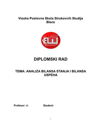 Analiza bilansa stanja i bilansa uspeha