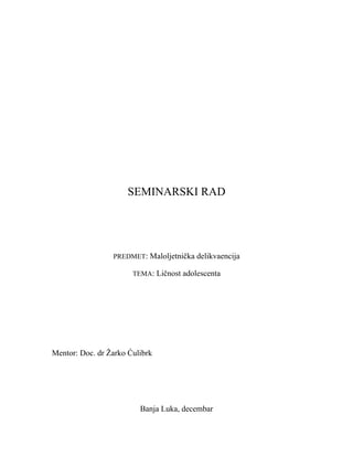 Ličnost adolescenta