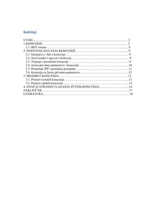 Koncesije kao oblik stranih ulaganja