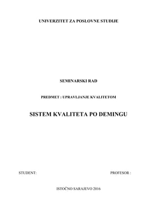 Sistem kvaliteta po Demingu