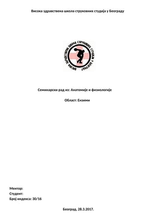 Enzimi: struktura, funkcija i mehanizmi delovanja