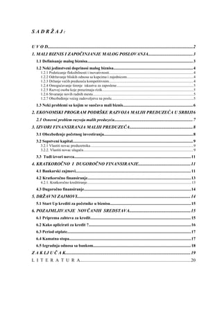 Mali biznis i finansiranje malog biznisa