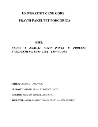 Uloga i značaj Nato pakta u procesu Evropskih integracija