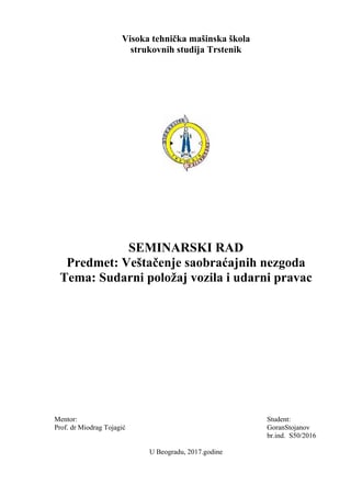 Sudarni položaj vozila i udarni pravac