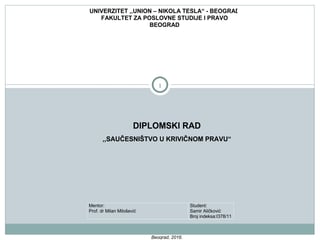 Saučešnistvo u krivičnom pravu