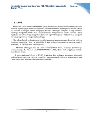 Integralni pomorsko-kopneni RO-RO sistem transporta
