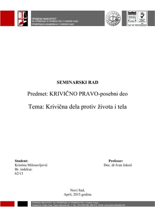 Krivična dela protiv života i tela