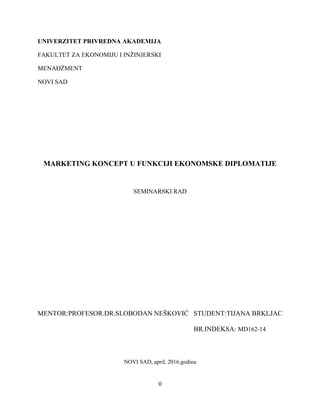 Marketing koncept u funkciji ekonomske diplomatije