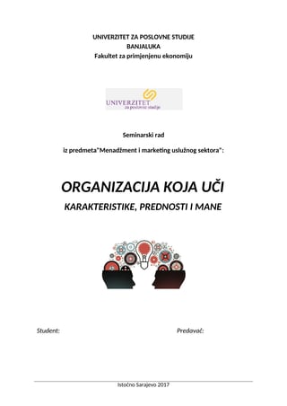 Organizacija koja uči karakteristike, prednosti, i mane