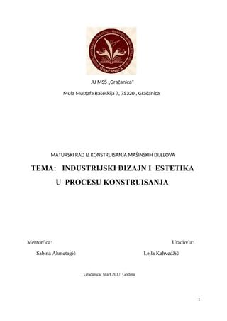 Industrijski dizajn i estetika u procesu konstruisanja