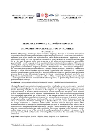 Upravljanje odnosima s javnošću u tranziciji