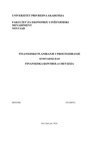 Finasijsko planiranje i prognoziranje