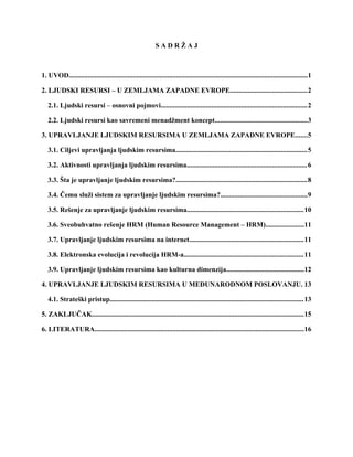 Menadžment ljudskih resursa u zemljama Zapadne Evrope