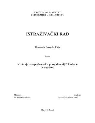 Kretanje nezaposlenosti u prvoj deceniji 21.veka u Nemačkoj