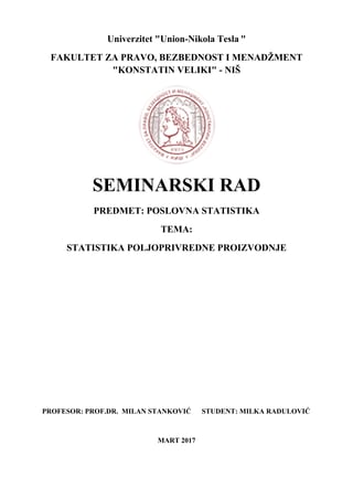 Statistika poljoprivredne proizvodnje