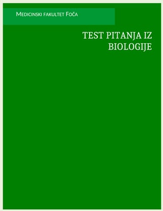 Pitanja i odgovori iz biologije ćelije, genetike i molekularne biologije