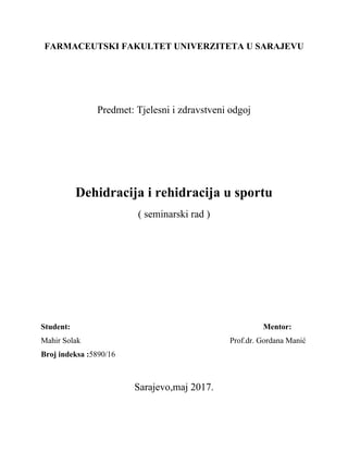 Dehidracija i rehidratacija u sportu