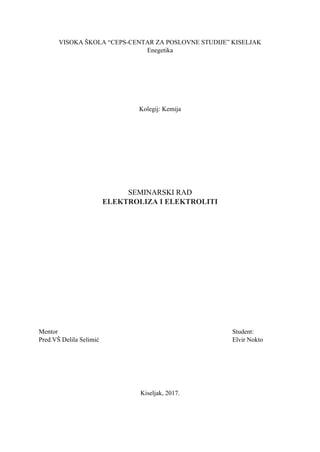 Elektroliza i elektroliti