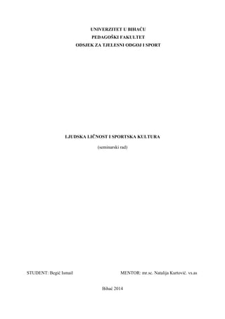 Ljudska ličnost i sportska kultura