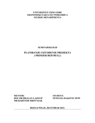 Planiranje i izvođenje projekta