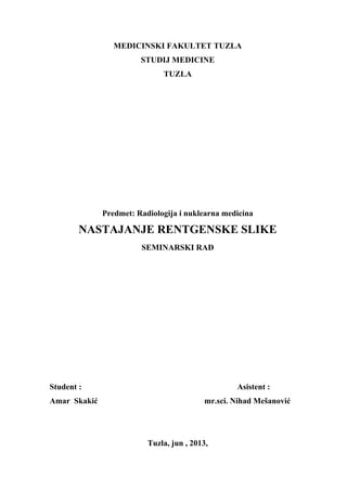 Nastajanje rentgenske slike