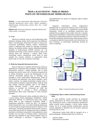 Škola kao sistem – prikaz preko poznate metodologije modeliranja