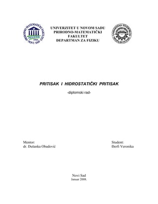 Pritisak i hidrostatički pritisak