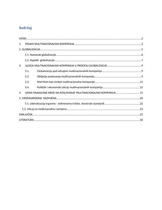 Globalizacija i multinacionalne kompanije