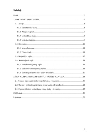 HOV na  finansijskom tržištu i tržištu kapitala