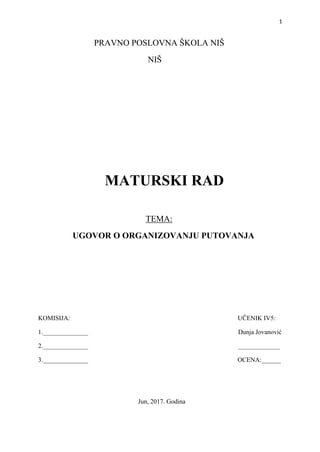 Ugovor o organizovanju putovanja