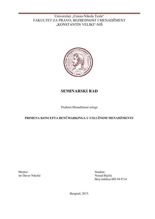 Primena koncepta benčmarkinga u uslužnom menadžmentu