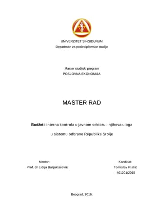 Budžet i interna kontrola u javnom sektoru