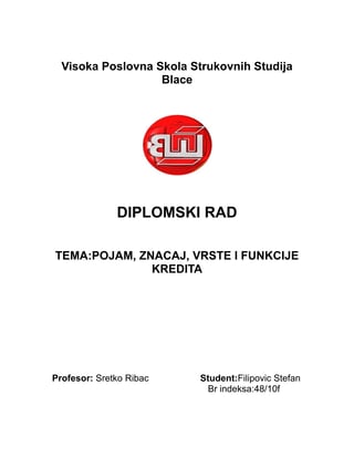 Pojam, značaj, vrste i funkcije kredita