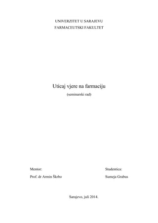 Uticaj vere na farmaciju