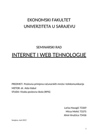 Internet i web tehnologije