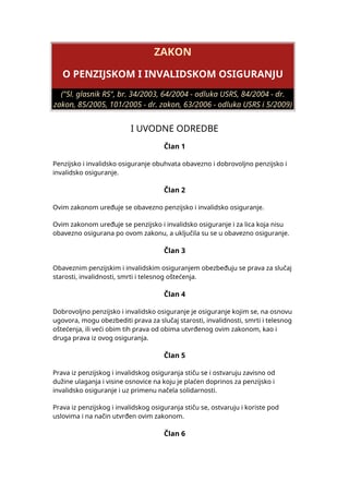 Zakon o penzijskom i invalidskom osiguranju