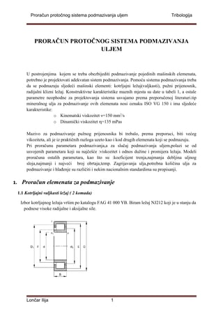 Proračun protočnog sistema podmazivanja uljem