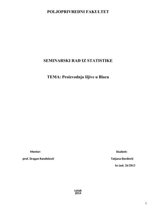 Proizvodnja šljive u Blacu