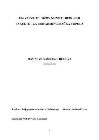 Mašine za rasturanje mineralnog đubriva