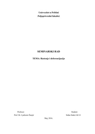 Rastenje i deferencijacija