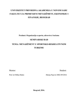 Menadžment u turizmu