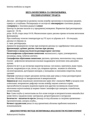 Nega bolesnika sa oboljenjem respiratornog trakta