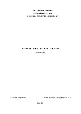 Istorijski razvoj ritmičke gimnastike