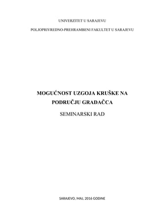 Mogućnost uzgoja kruške