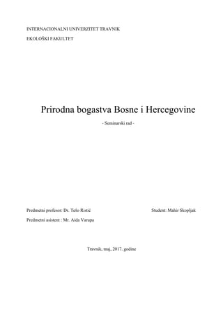 Prirodna bogatstva Bosne i Hercegovine